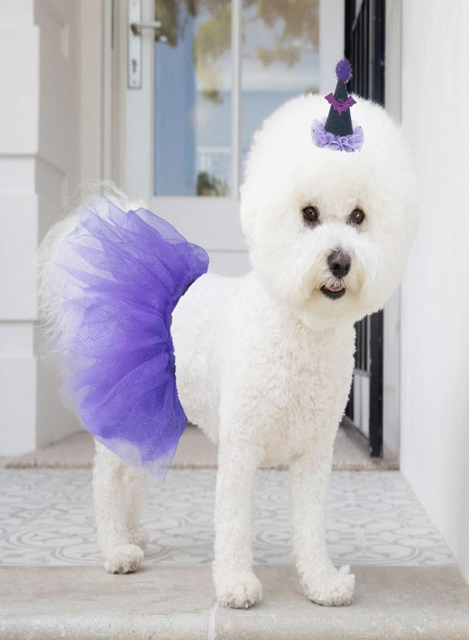 ZARSIO Halloween Dog Costume Set Purple Halloween Hat and Tutu Skirt for Cats and Small Dogs - Image 4