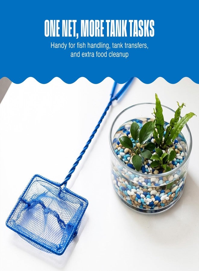Penn Plax Penn-Plax Quick-Net Aquarium Fish Net - 3 x 2.25 in Fine Mesh, 10 in Vinyl-Covered Braided Handle - Small Aquarium Cleaning Tool for Gentle Fish Handling - Use in Freshwater & Saltwater Tanks - Blue - Image 2