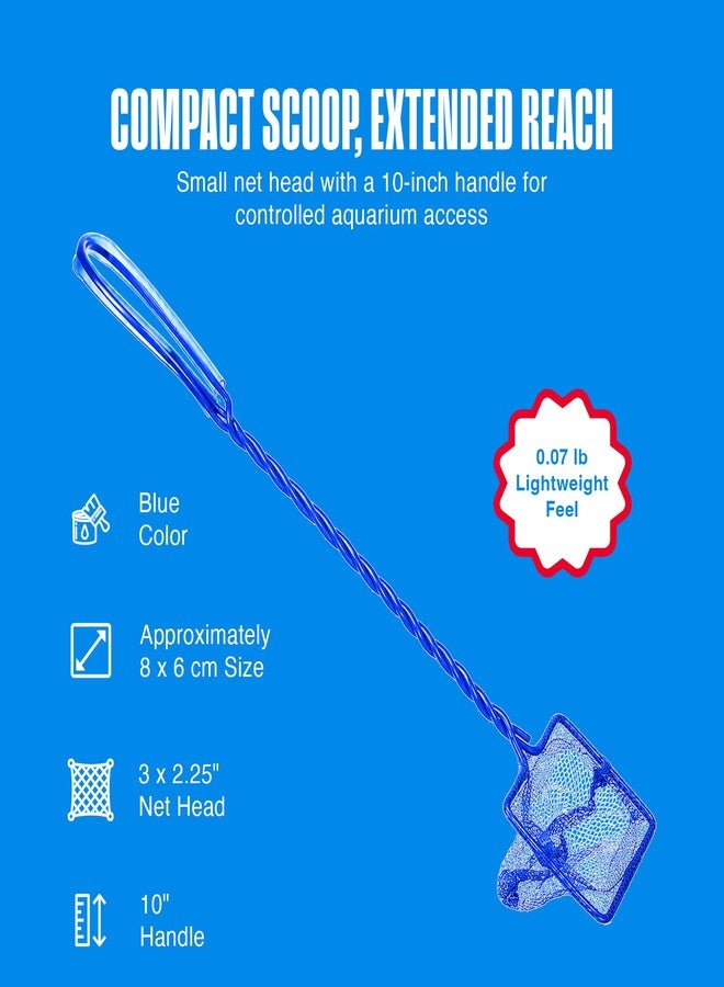 Penn Plax Penn-Plax Quick-Net Aquarium Fish Net - 3 x 2.25 in Fine Mesh, 10 in Vinyl-Covered Braided Handle - Small Aquarium Cleaning Tool for Gentle Fish Handling - Use in Freshwater & Saltwater Tanks - Blue - Image 4