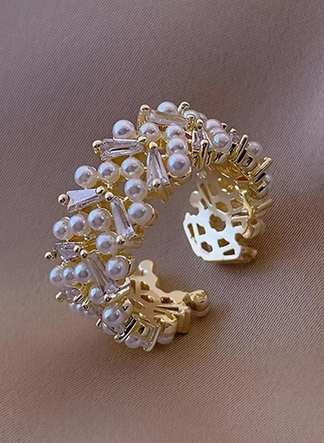 Take Two Faux Pearl Crystals Ring