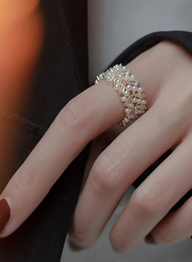 Take Two  Faux Pearl Crystals Ring for Women | Best Price UAE