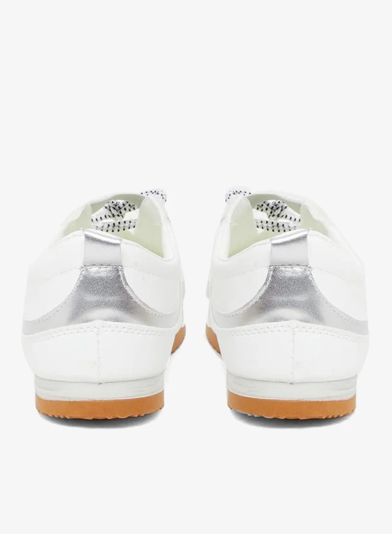 Styli Active White White Leather Lace Up Sneakers for Women | Best Price UAE