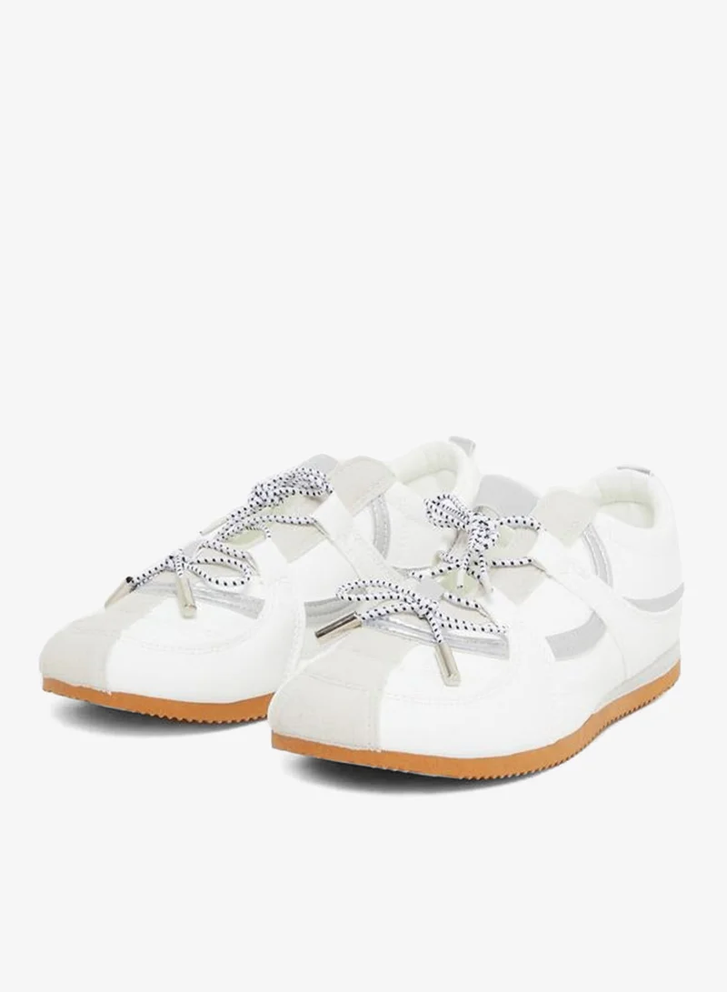 Styli Active White White Leather Lace Up Sneakers for Women | Best Price UAE