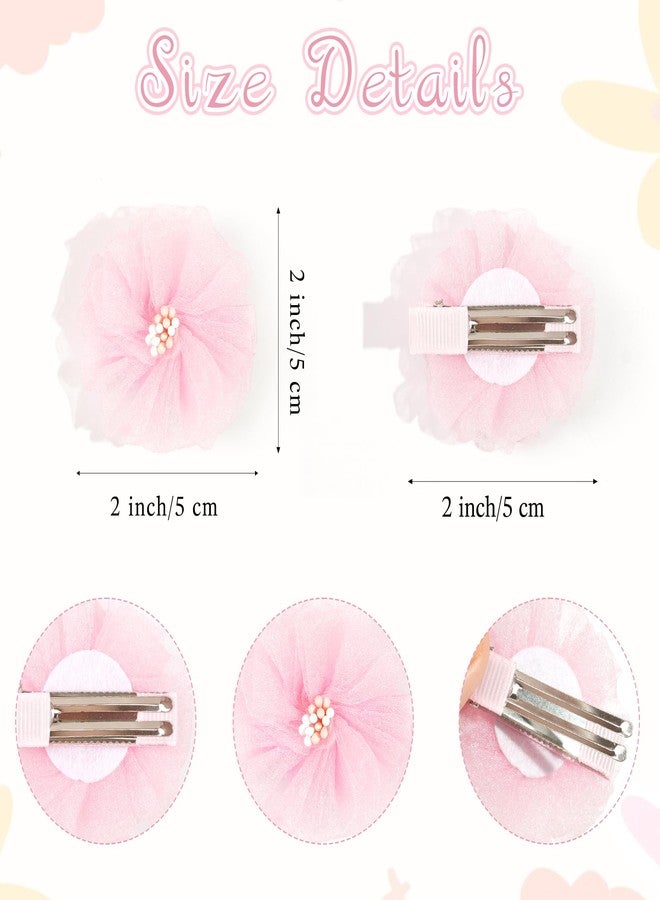 DeD 28PCS 2" Chiffon Flower Hair Clips with Pistil Tiny Hair Clips Fine Hair Accessories for Girls Infants Toddlers Set of 14 Pairs - Image 2