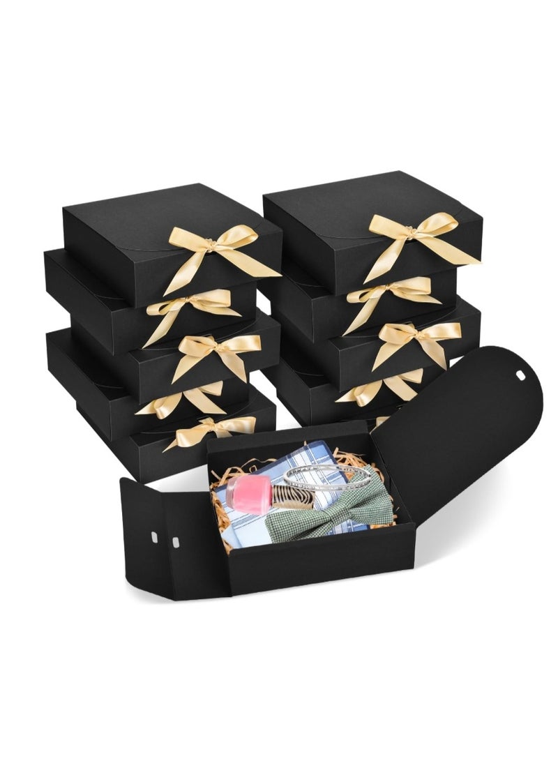 10 PCs Gift Boxes with Lids Gift Boxes 20X20X10CM, Bridesmaid Proposal Box with Ribbon, Kraft Paper Boxes for Wedding, Packaging, Present, Birthday, Party - Image 1