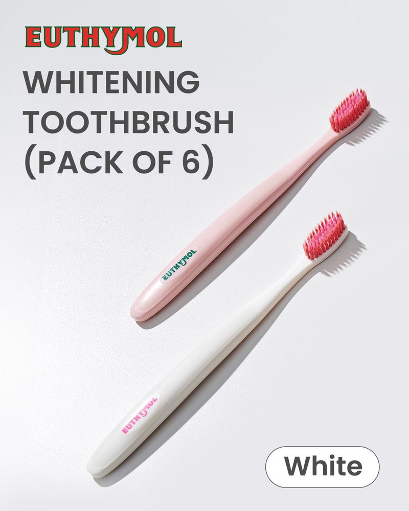 Euthymol Whitening Toothbrush (White, 6 Count) - Premium Soft Dual-Tension Bristles. Advanced Plaque Removal, Stain Reduction. - Image 2