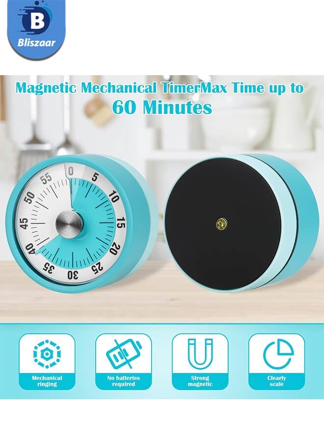 Bliszaar Kitchen Timer, Magnetic Kitchen Timer, Clock Digital Visual Timer 60-Minute Mechanical Kitchen Timer for Kids Teacher Classroom Meeting Children Adults - Image 3