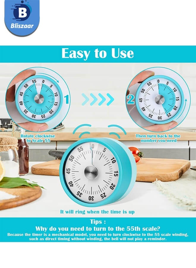 Bliszaar Kitchen Timer, Magnetic Kitchen Timer, Clock Digital Visual Timer 60-Minute Mechanical Kitchen Timer for Kids Teacher Classroom Meeting Children Adults - Image 5