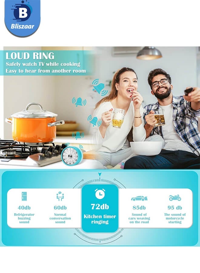 Bliszaar Kitchen Timer, Magnetic Kitchen Timer, Clock Digital Visual Timer 60-Minute Mechanical Kitchen Timer for Kids Teacher Classroom Meeting Children Adults - Image 4