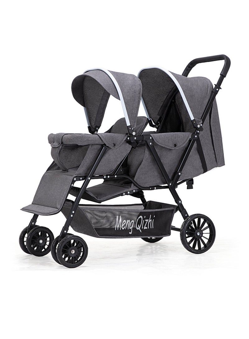 Al LIFE Lightweight Travel Double Stroller for Twins - Easy Fold Compact Design, Sit-to-Lie Reclining Seats - Image 1