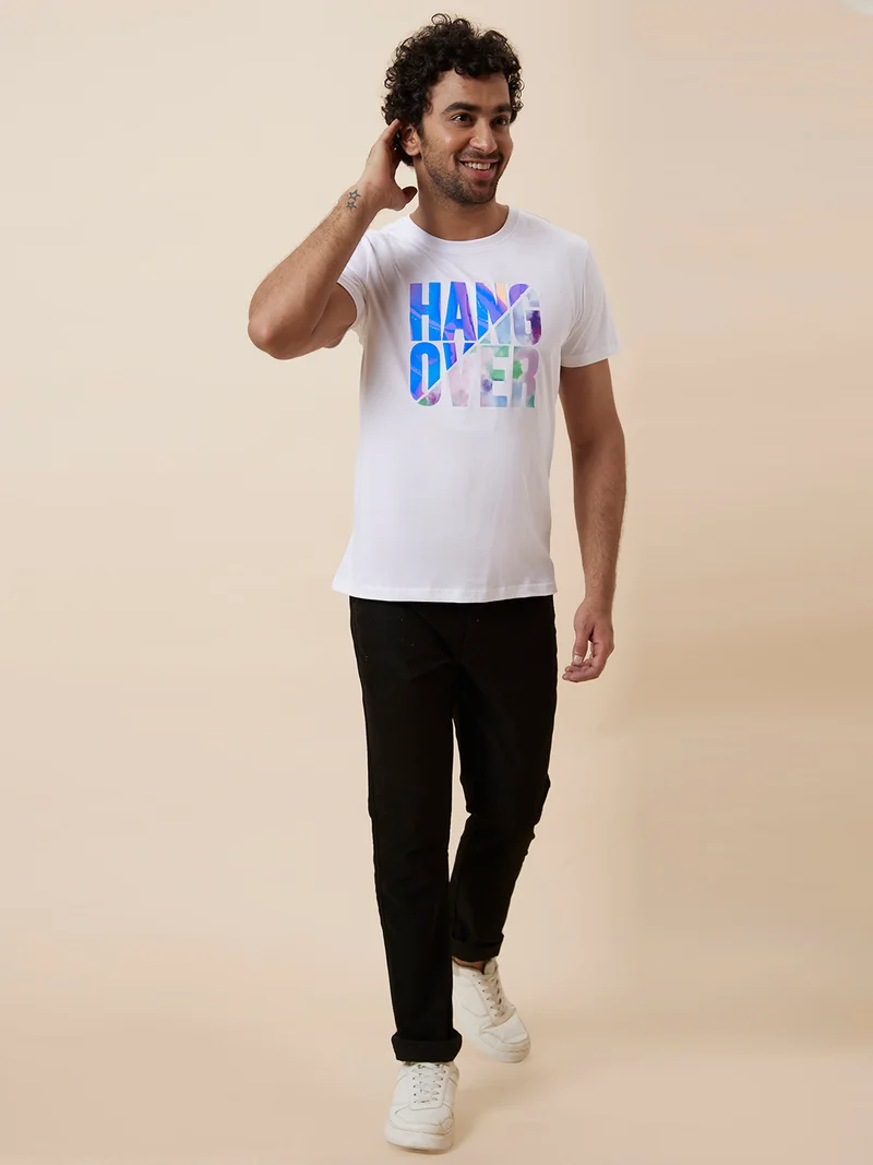 جلو باص تيشيرت رجالي أبيض مطبوع قطن جلوبس