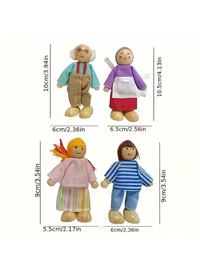 مفصلات متحركة دمية خشبية منزل صغير تماثيل سبع ربطات صور عائلة ألعاب هدايا للحفلات - Image 2