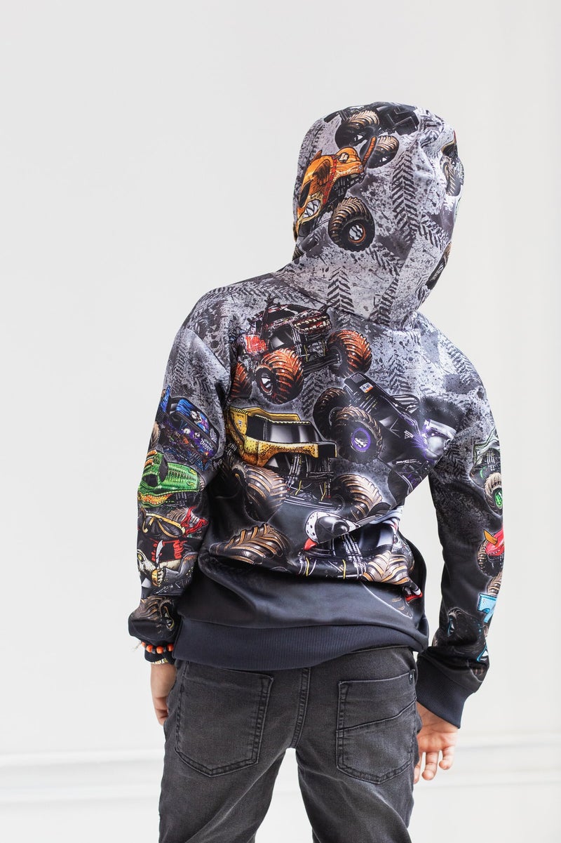 Monster Jam Zombie Grave Digger Megalodon Toddler Boys Fleece Pullover Hoodie [ColorTag1] 2T Black - Image 4