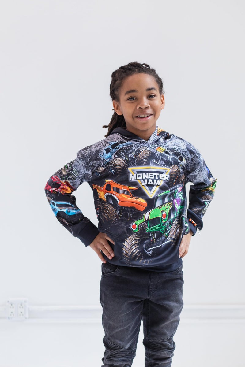 Monster Jam Zombie Grave Digger Megalodon Toddler Boys Fleece Pullover Hoodie [ColorTag1] 2T Black - Image 5