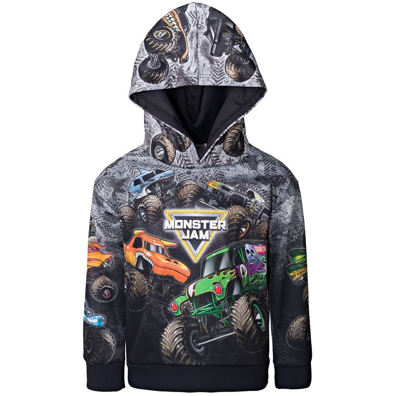 Monster Jam Zombie Grave Digger Megalodon Toddler Boys Fleece Pullover Hoodie [ColorTag1] 2T Black - Image 1