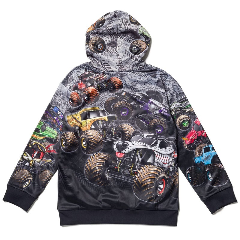 Monster Jam Zombie Grave Digger Megalodon Toddler Boys Fleece Pullover Hoodie [ColorTag1] 2T Black - Image 3