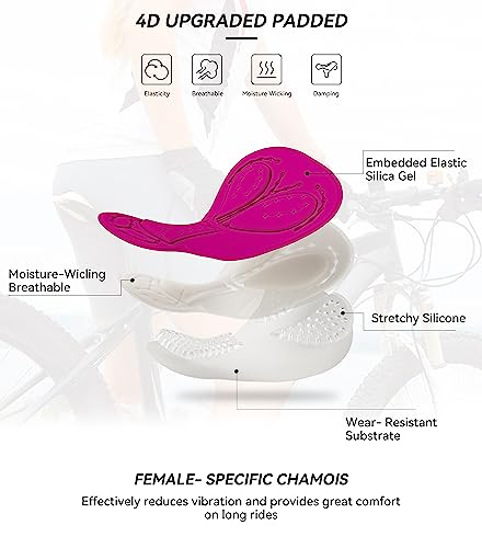 Bikewa Women's 4D Padded Bike Underwear Cycling Bicycle Shorts Mountain Biking Riding Briefs Biker Cycle Spin Undershorts Padding Motorcycle Gear for Women(Black,L) - Image 3