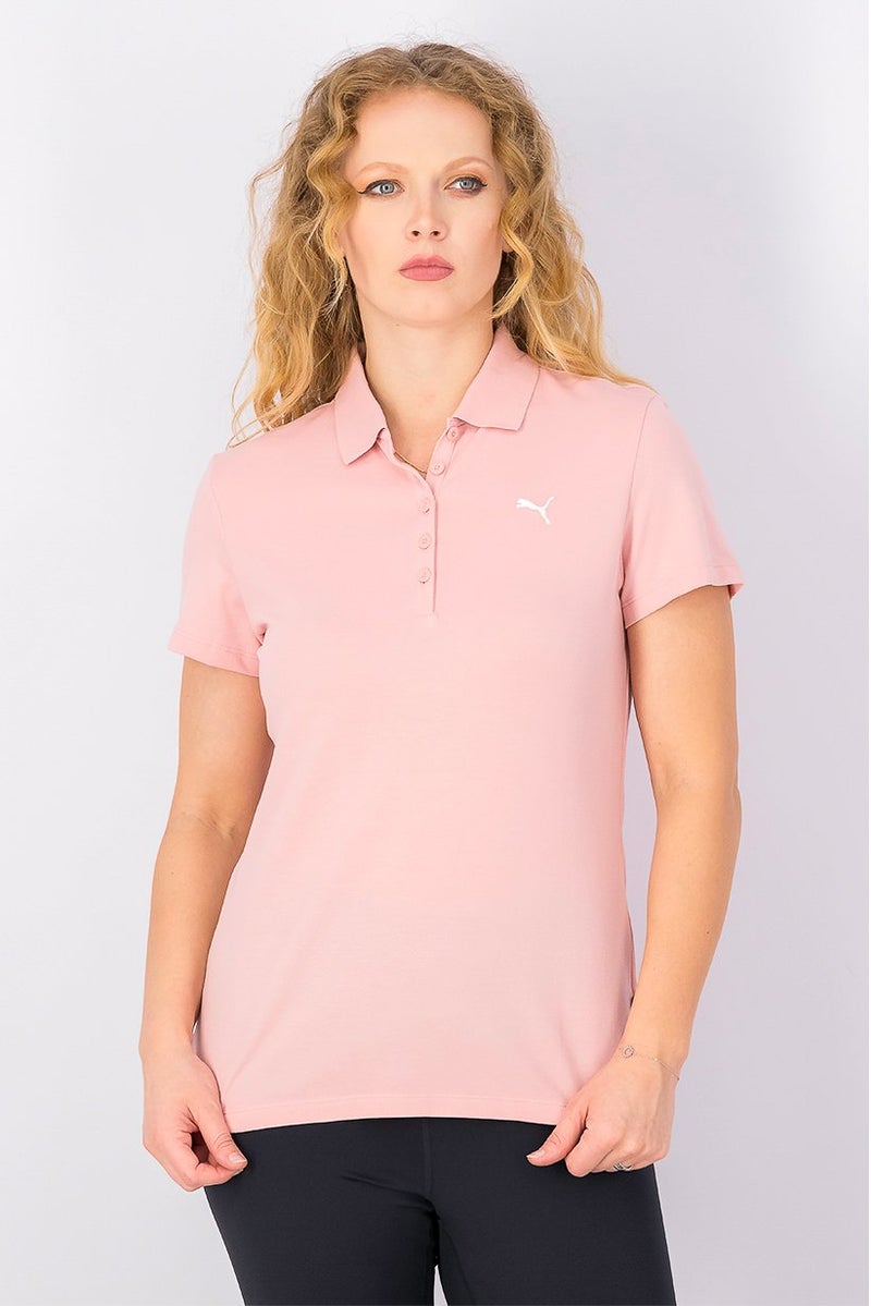 PUMA Women Solid Short Sleeve Essence Polo Shirt, Bridal Rose - Image 1