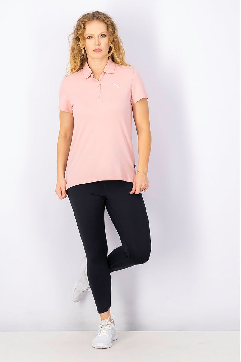 PUMA Women Solid Short Sleeve Essence Polo Shirt, Bridal Rose - Image 3