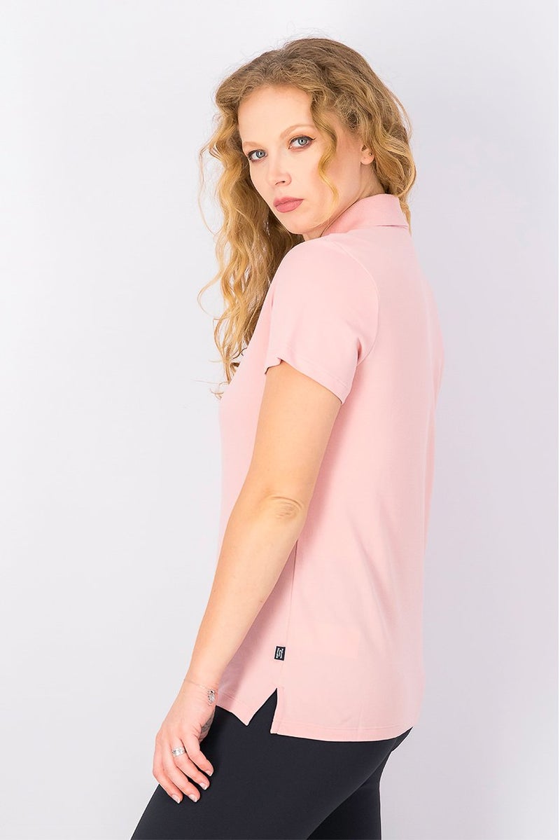 PUMA Women Solid Short Sleeve Essence Polo Shirt, Bridal Rose - Image 2