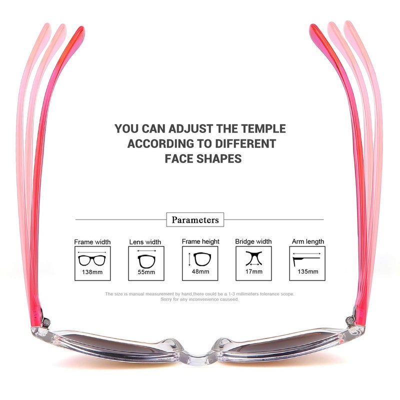 colossein نظارات شمسية كولوسين للنساء، إطار مربع كلاسيكي عدسات عاكسة UV400، نظارات شمسية وردية تناسب الشاطئ، العطلة، القيادة - Image 4
