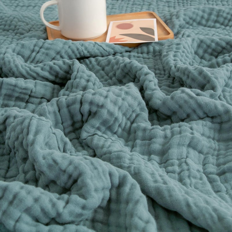 EMME Cotton Blanket Muslin Throw Blanket for Couch Breathable Gauze Blanket All Season Soft and Lightweight Muslin Blankets for Adults (Grey, 50"x70") - Image 1