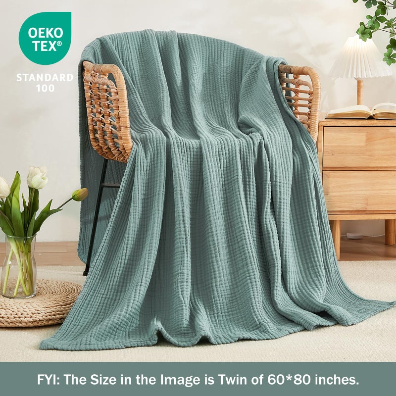 EMME Cotton Blanket Muslin Throw Blanket for Couch Breathable Gauze Blanket All Season Soft and Lightweight Muslin Blankets for Adults (Grey, 50"x70") - Image 5