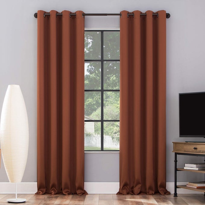 NORDIC 2PACK THEATER GRADE EXTREME 100 BLACKOUT GROMMET CURTAIN PANEL PAIR 52 X 63 TERRACOTTA