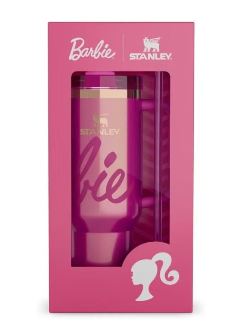 Stanley x Barbie™ 40 oz Quencher Tumbler, Recycled Stainless Steel Vacuum Insulated Travel Mug with Handle & Straw, Pink - Image 3