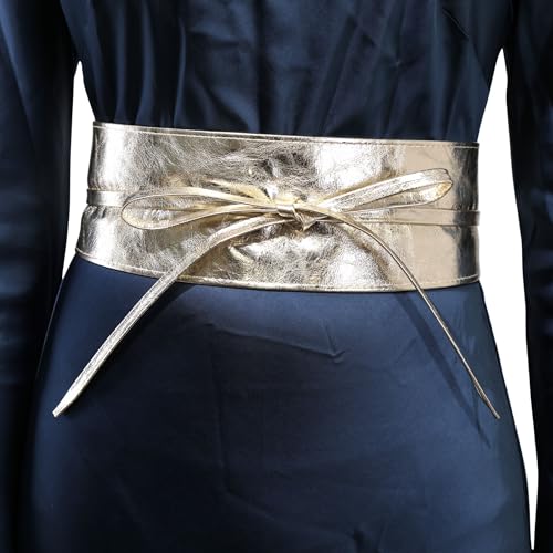 FASHIONGEN - Woman Italian leather Obi belt, CASSIANE - Golden, S-M - Image 3