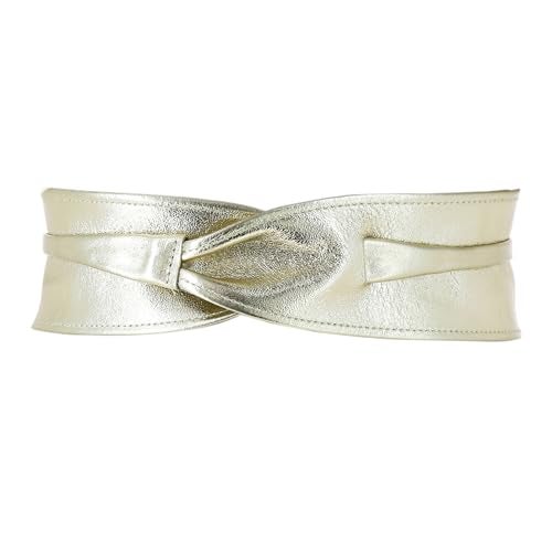 FASHIONGEN - Woman Italian leather Obi belt, CASSIANE - Golden, S-M - Image 5