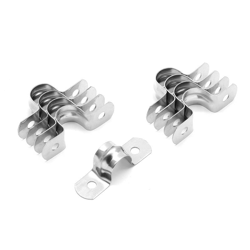 Jersvimc 20Pcs 34 Inch Stainless Steel Conduit Clamps Two Hole Strap U Bracket Rigid Pipe Strap Metal U Clamp Conduit Strap Tension Clips Utube Clamp Heavy Duty