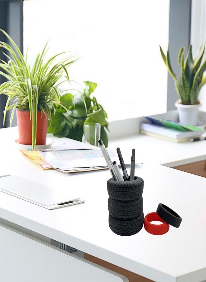 KKpxafl 1 Pcs Tire Shaped Planter Pen Holder and 2 Mini Tire Decoration Tire Shaped Pencil Holder Succulent Cactus Planter Pot for Desk Home Office Accessories Organize - Image 4