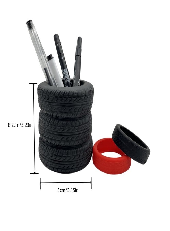 KKpxafl 1 Pcs Tire Shaped Planter Pen Holder and 2 Mini Tire Decoration Tire Shaped Pencil Holder Succulent Cactus Planter Pot for Desk Home Office Accessories Organize - Image 5