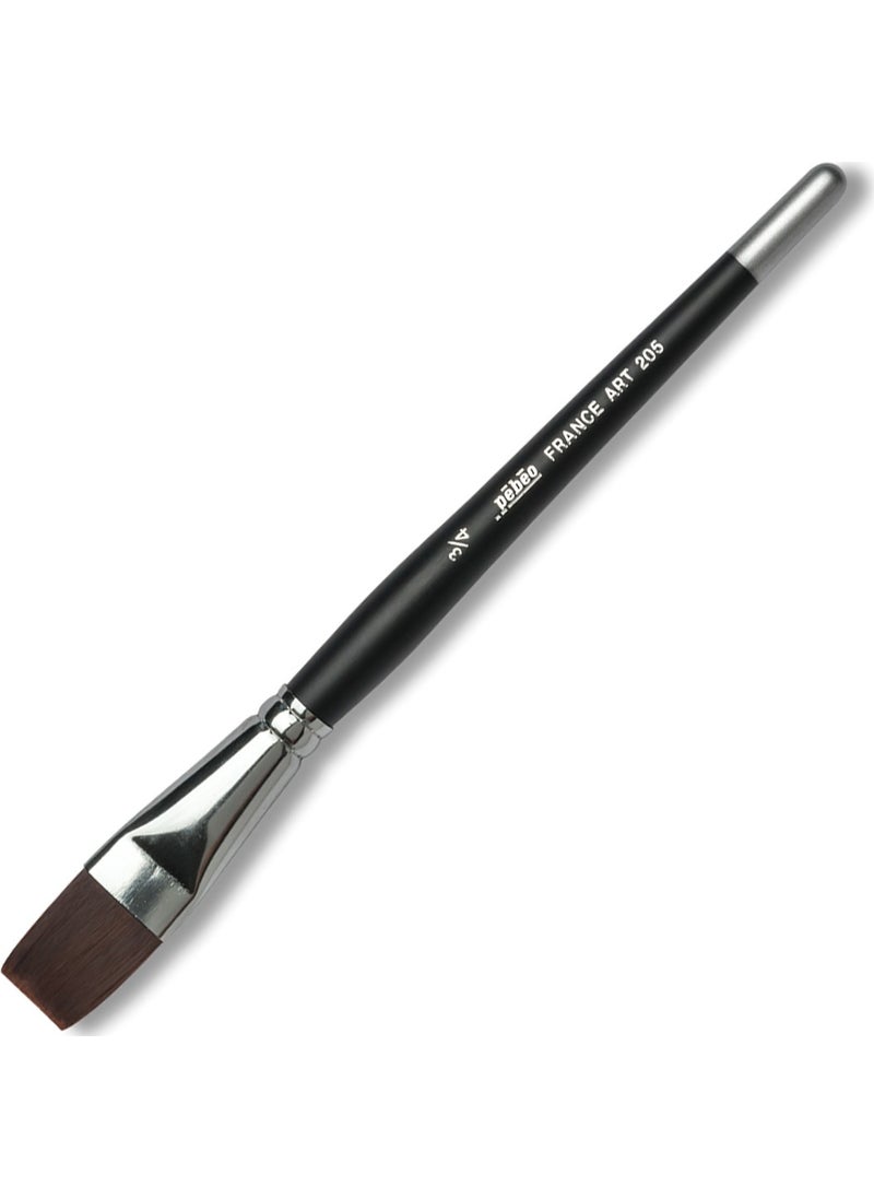Pebeo Brush 205 -No: 3/4 Straight Cut Black Synthetic Bristle Short Handle 