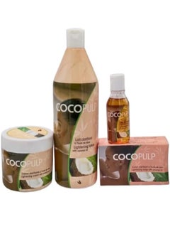 COCOPULP Coco Pulp Skin Lightening Set: Cream 300 ml, Lotion 500 ml, Oil 50 ml And Soap 180 grams 