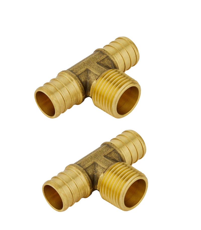 EFIELD Pex Barb Crimp Brass 34 Pex X 12 Male NPT Tee ASTM F1807PEX1807113 - Image 2