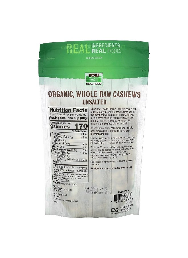 Now Foods NOW Foods, Organic Whole Raw Cashews, Unsalted, 10 oz (284 g)  - Image 2