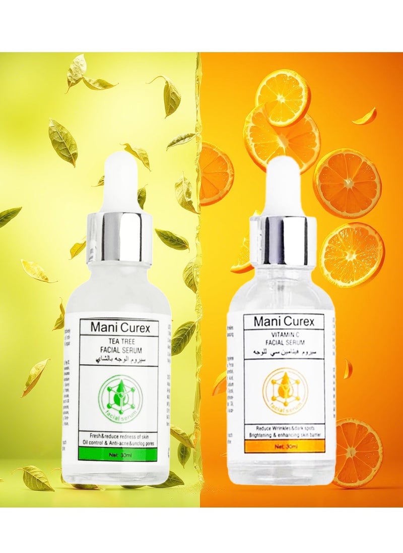 Mani Curex Vitamin C & Green Tea Skin Lightening & Anti-Aging Facial Serum 2pcs 30+30ml  - Image 1