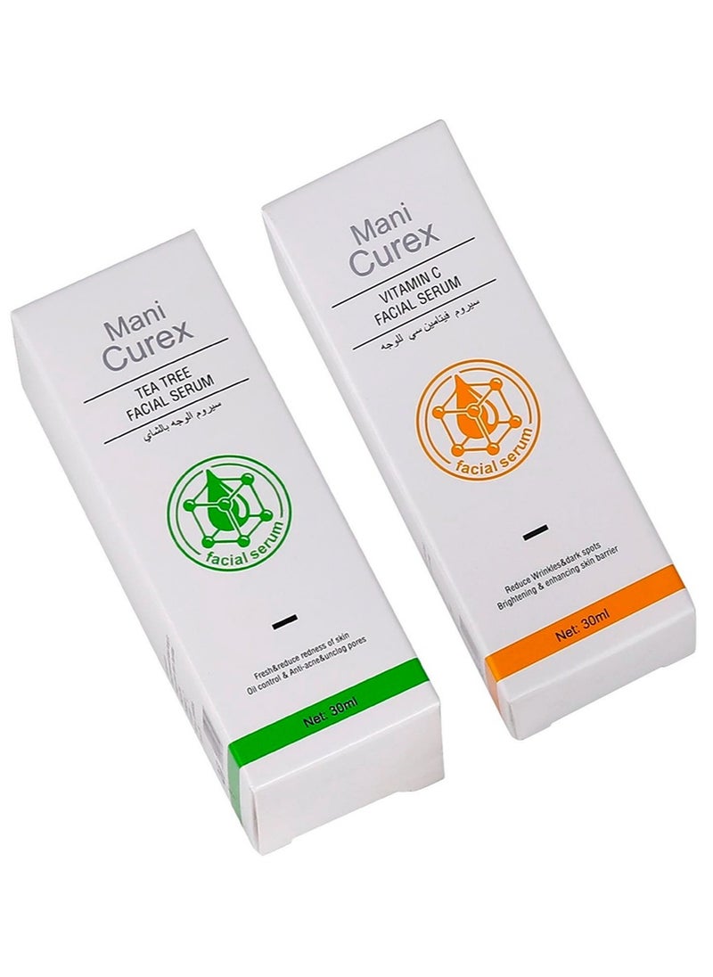 Mani Curex Vitamin C & Green Tea Skin Lightening & Anti-Aging Facial Serum 2pcs 30+30ml  - Image 2