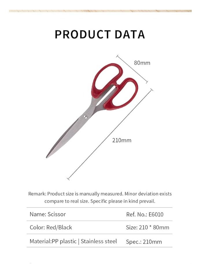 Deli Deli E6010 Scissors, 210 Mm Length, Black/Red - Image 3