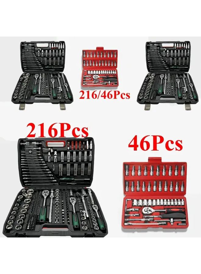 46 Pcs Red Mechanical Tool Socket Set Portable For Complex Repair Work - Image 2
