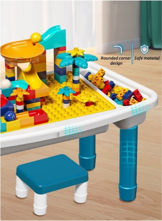 Toddlers Activity Table,Kids Activity Table And Chair Set 100% Rounded Corners, no Sharp Edges. With 108pcs Building Blocks Toys,All In One Sand/Water/Sensory Tables With Storage, One-stop Early Education Game CenterToys Toddler Learning Playset Table For Boys Girls Gifts 3-7 Years Old(Yellow) - Image 4