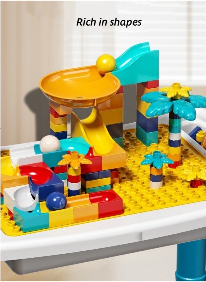 Toddlers Activity Table,Kids Activity Table And Chair Set 100% Rounded Corners, no Sharp Edges. With 108pcs Building Blocks Toys,All In One Sand/Water/Sensory Tables With Storage, One-stop Early Education Game CenterToys Toddler Learning Playset Table For Boys Girls Gifts 3-7 Years Old(Yellow) - Image 2