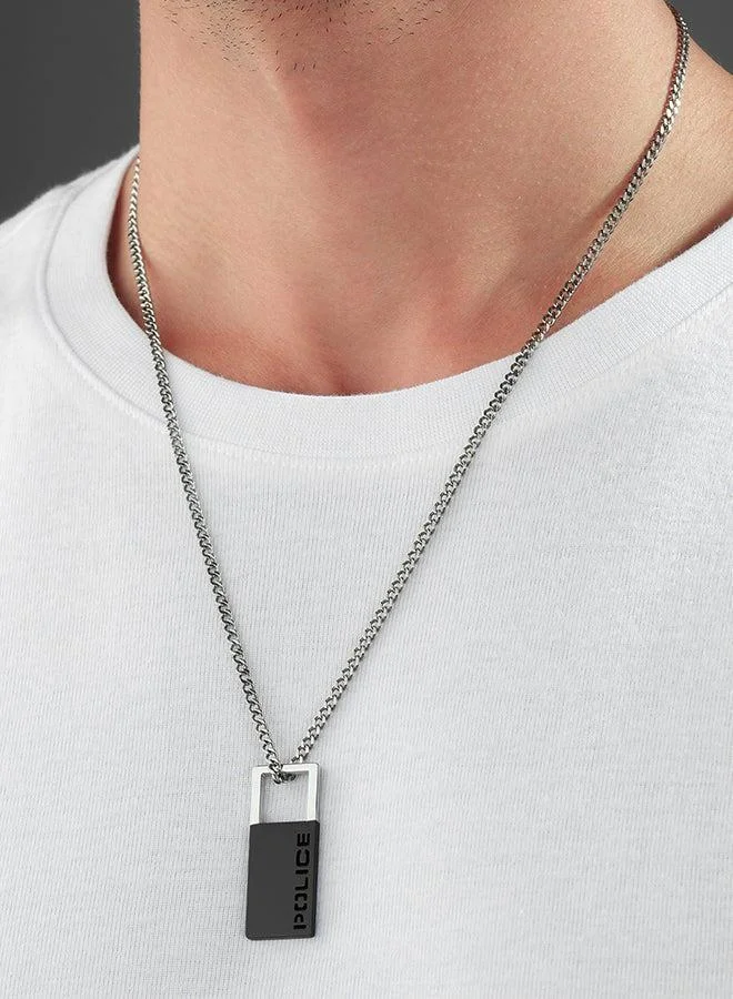 POLICE Hooked Stainless Steel Gents Necklace And Black Cut Out PatternPEAGN0032901