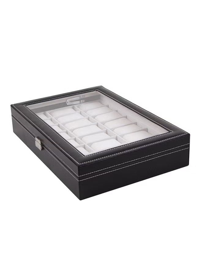 صندوق المراقبة، 24 فتحة حقيبة المراقبة الجلدية، مخزن مجوهرات منظم صندوق المراقبة مع غطاء زجاجي كبير، حقيبة العرض، صندوق مراقبة هدية للرجال والنساء - Image 4