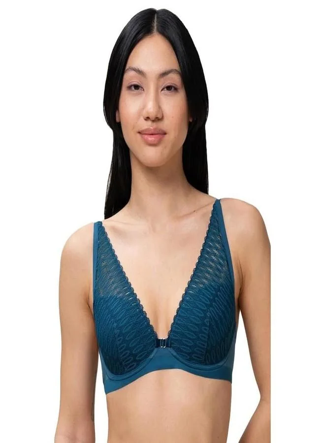 ترايامف Triumph Aura Spotlight Soft Padded Wired Lace Plunge Bra Navy