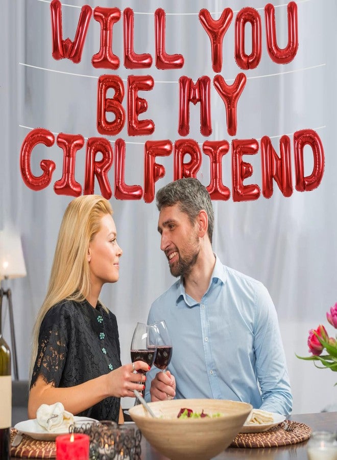 TONIFUL Red Will You Be My Girlfriend Letter Balloons 16 Inch Be My Girlfriend Balloon Banner for Romantic Decorations Wedding Bridal Shower Anniversary Engagement Party Supplies - Image 5