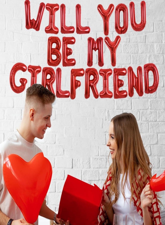 TONIFUL Red Will You Be My Girlfriend Letter Balloons 16 Inch Be My Girlfriend Balloon Banner for Romantic Decorations Wedding Bridal Shower Anniversary Engagement Party Supplies - Image 4