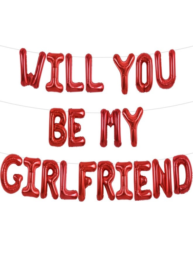 TONIFUL Red Will You Be My Girlfriend Letter Balloons 16 Inch Be My Girlfriend Balloon Banner for Romantic Decorations Wedding Bridal Shower Anniversary Engagement Party Supplies - Image 1